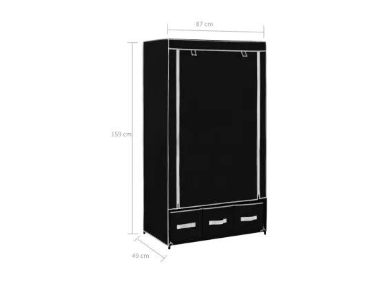 Garde-robe Noir 87 x 49 x 159 cm Tissu