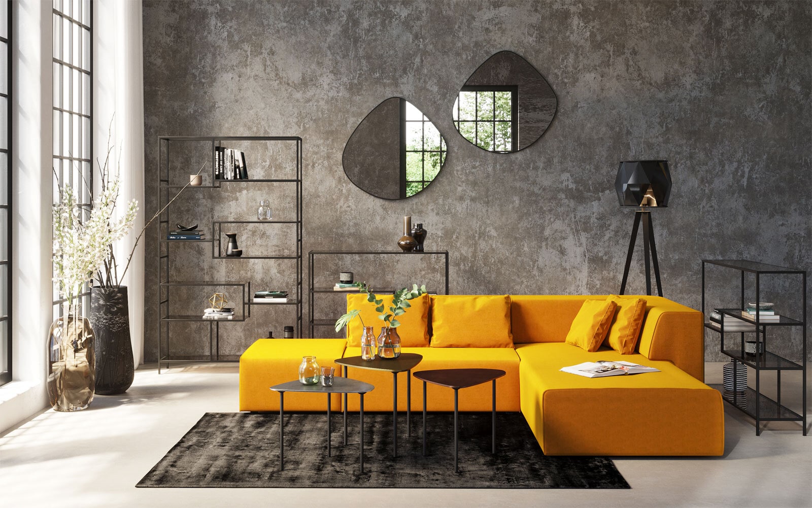 KARE DESIGN Webteppich COSY ROCKY170 x 240 cm grau