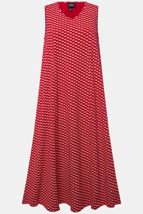 Jersey-Maxikleid, A-Linie, V-Ausschnitt, ärmellos