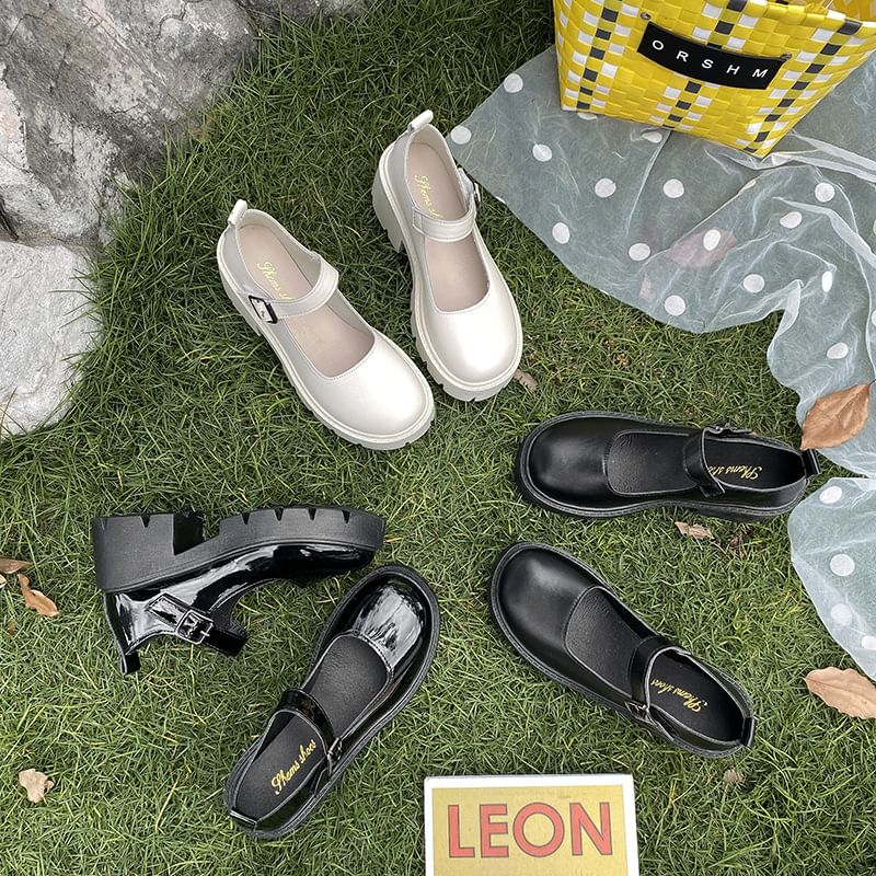 Silverslyre - Mary Jane pumps met blokhak en plateauzool