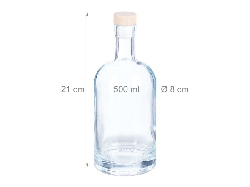 relaxdays Einmachflasche 500 ml, 12 Stück Transparente Schnapsflaschen