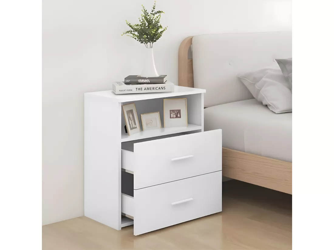 Table de chevet Blanc 50x32x60 cm