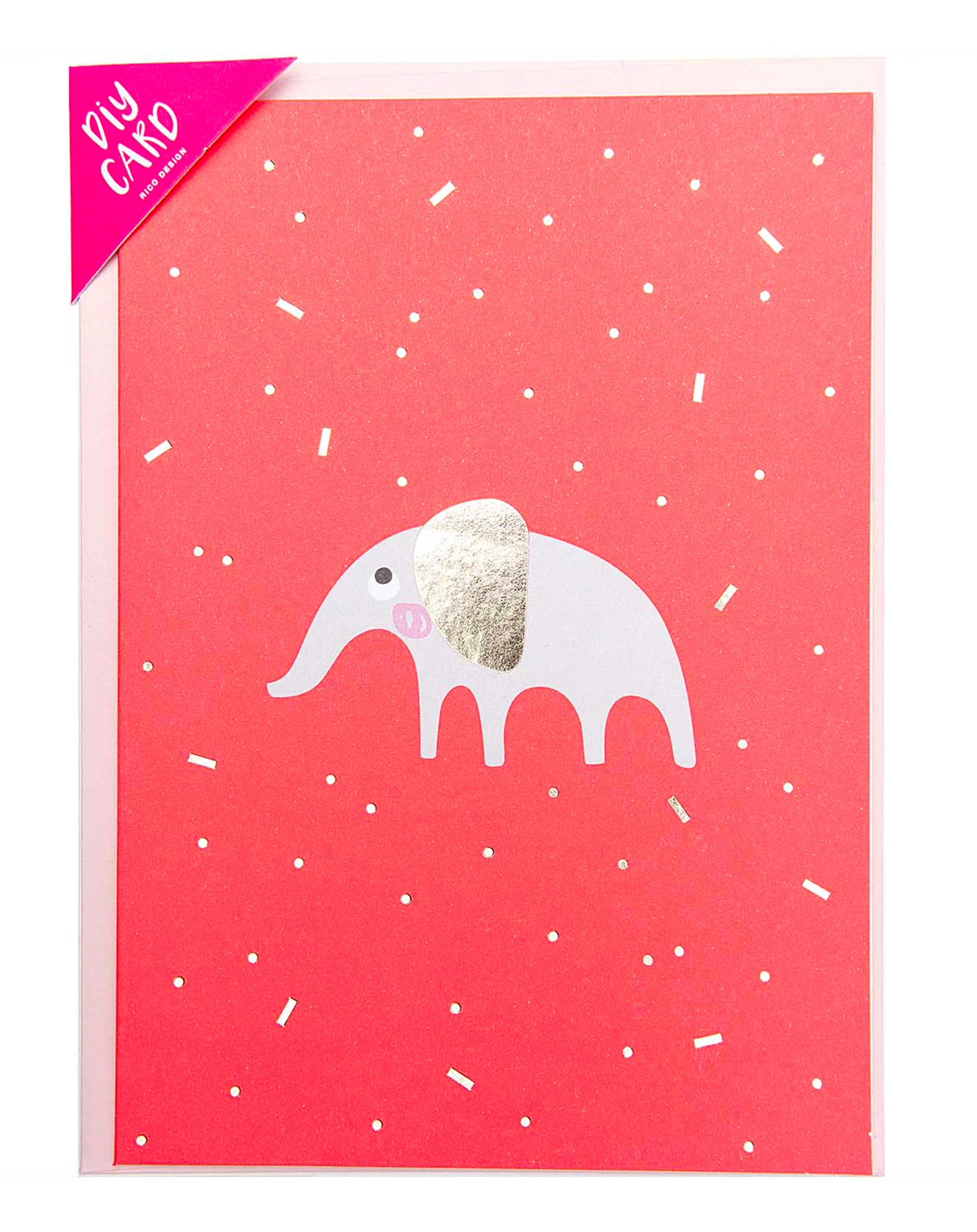DIY-Karte HELLO BABY – ELEFANT 4-teilig in bunt