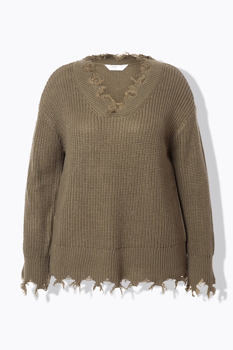Pullover, oversized, Fransen, Langarm