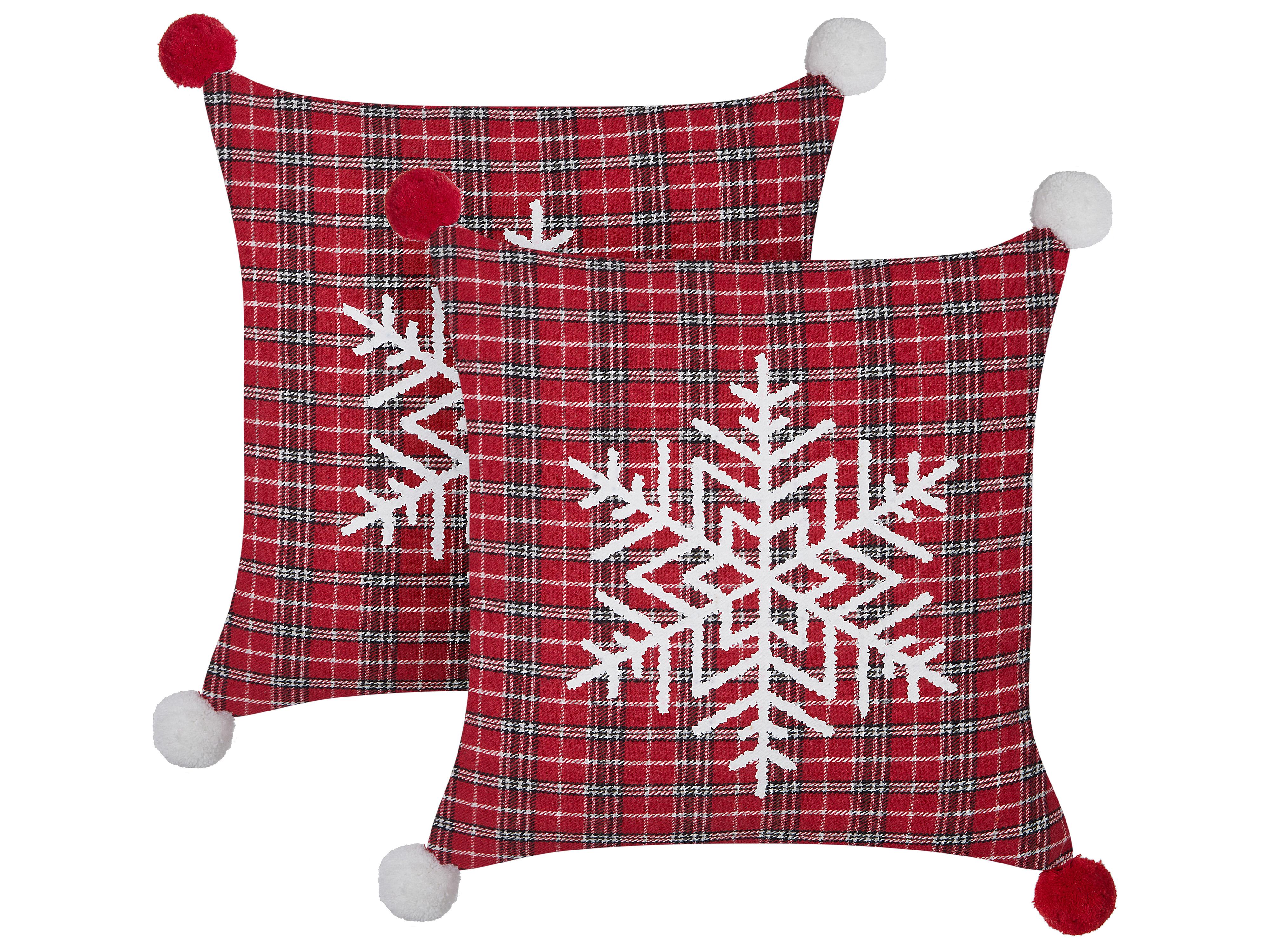 Set van 2 sierkussens LONICERA 45 x 45 cm Rood kerstmotief