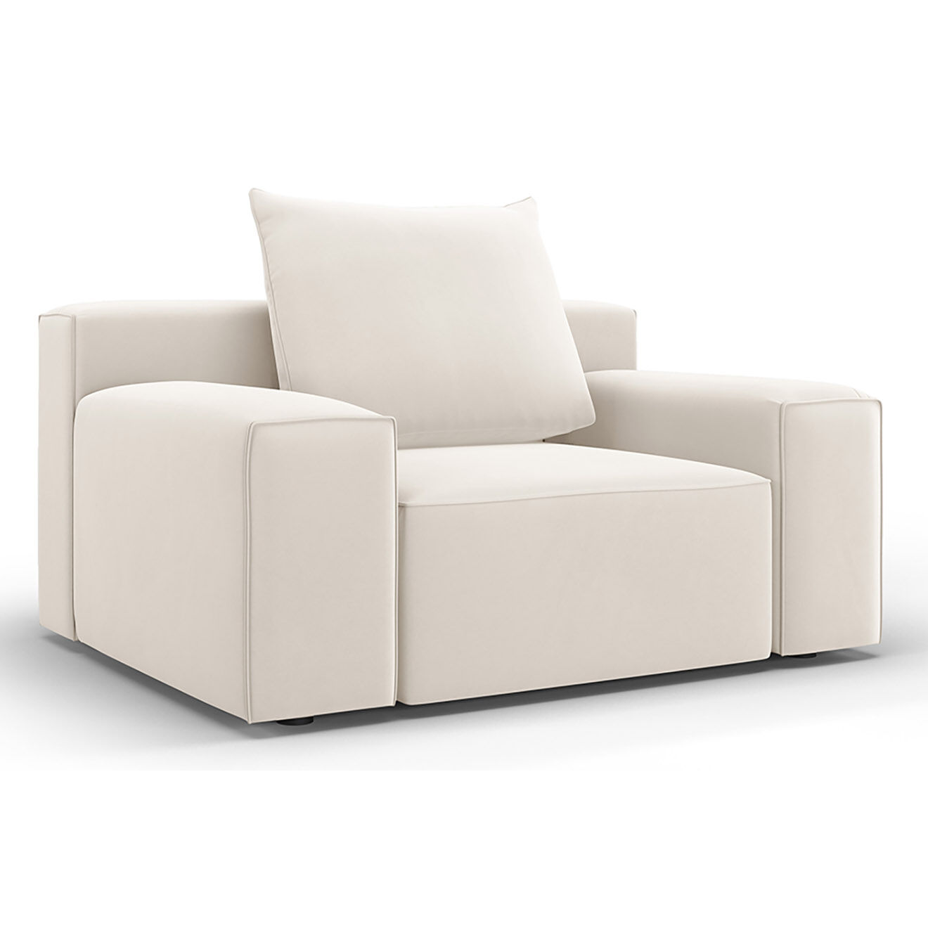 Mazzini Sofas Fauteuil Velours Ivy beige - 130x105x89 cm