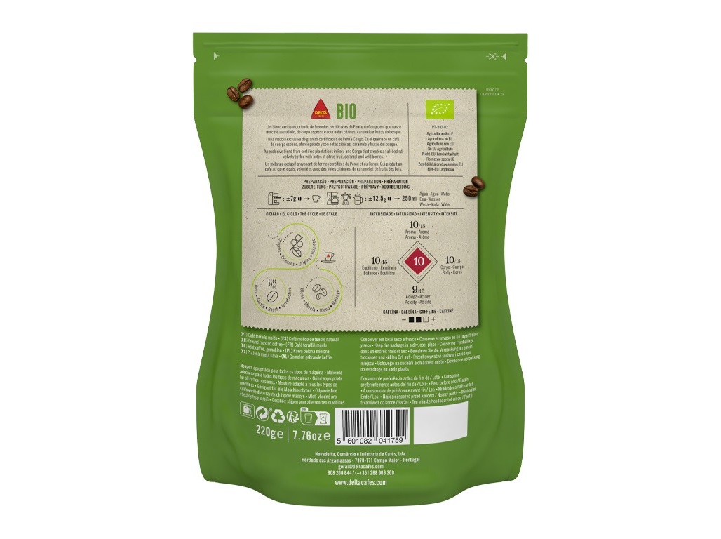 CAFÉ DELTA TORRADO MOÍDO BIOLÓGICO 220G