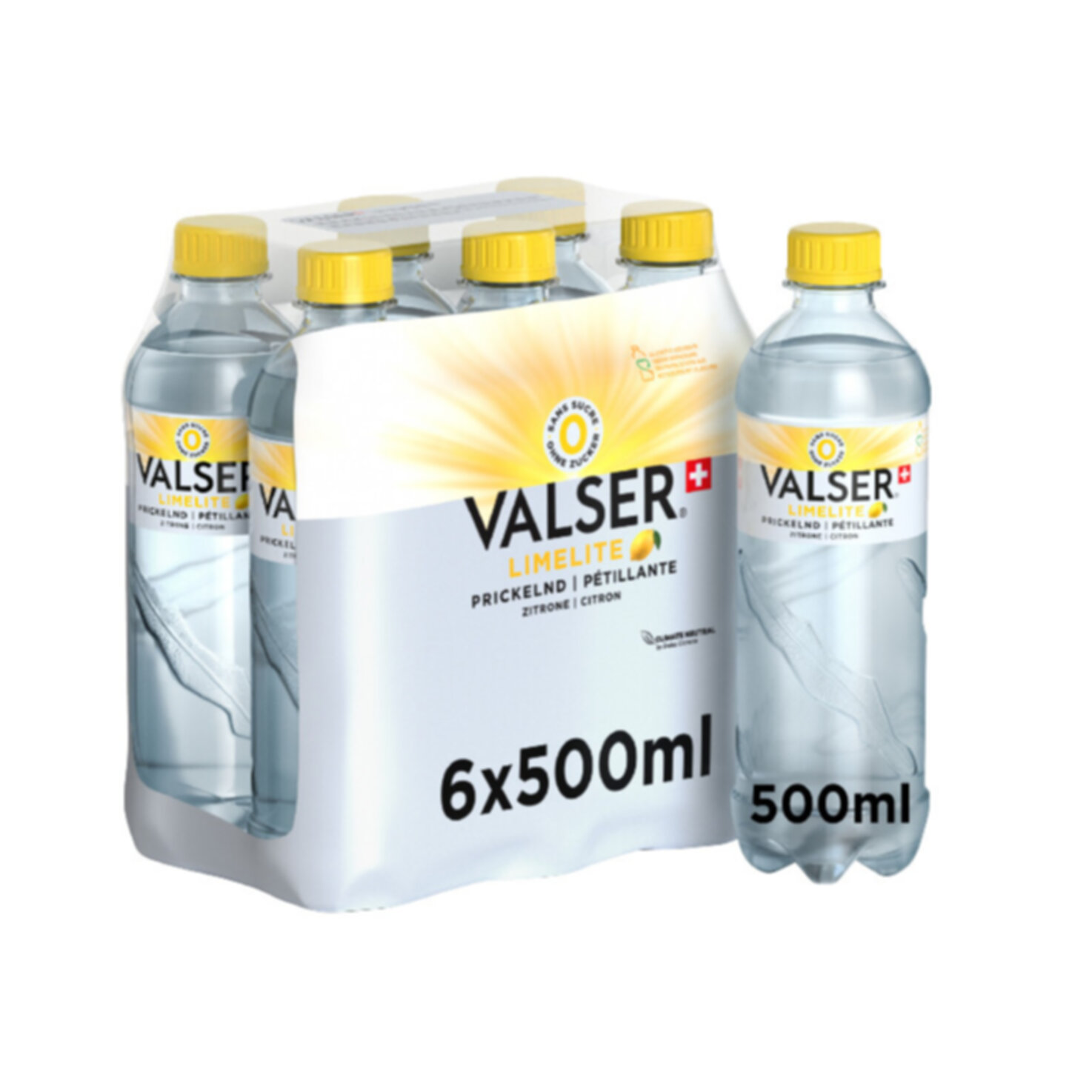 Valser Prickelnd Zitrone Mineralwasser mit Kohlensäure 6x50cl -300cl