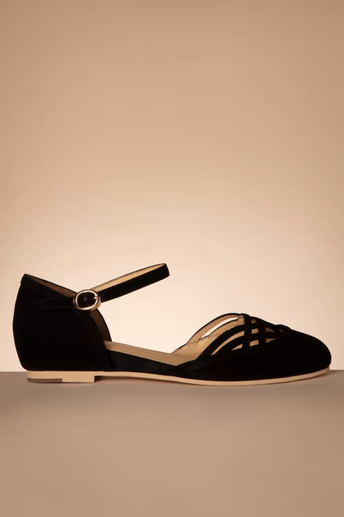 Charlie Stone Serpente Suedine ballerina's in zwart