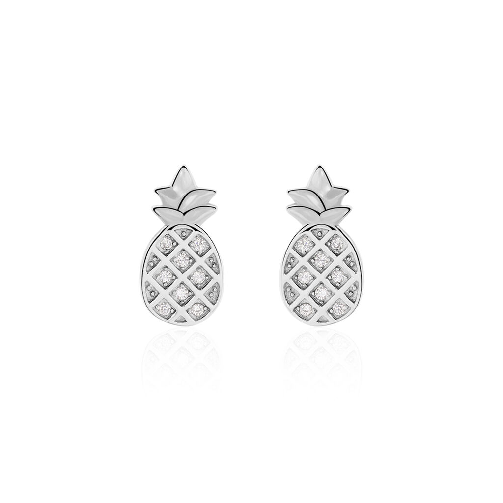 Boucles D'oreilles Puces Harold Argent Blanc Oxyde De Zirconium