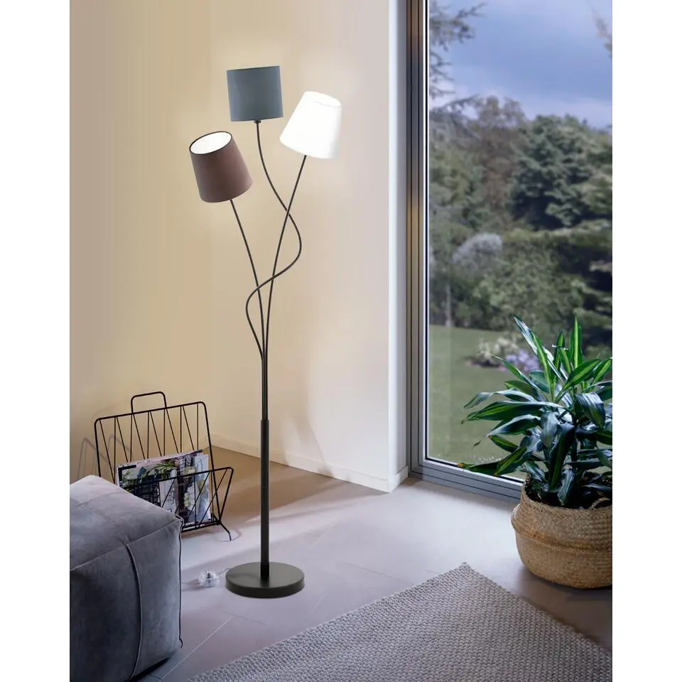 EGLO Maronda Vloerlamp - E14 - 152 cm - Zwart/Antraciet, Wit, Bruin