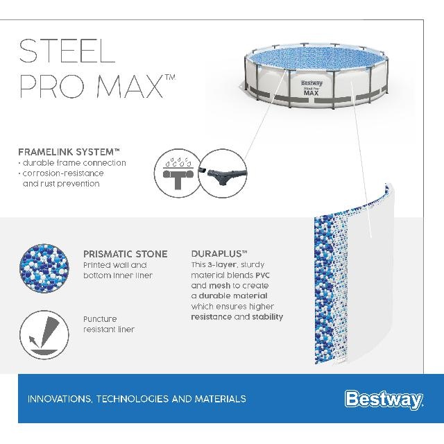 Bestway Zwembad Sirocco Frame Grijs Pro Max Rond 305cm