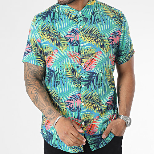 Chemise Manches Courtes Vert Floral
