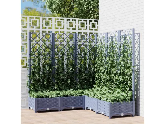 Jardinière avec treillis Gris foncé 120x120x121,5 cm PP