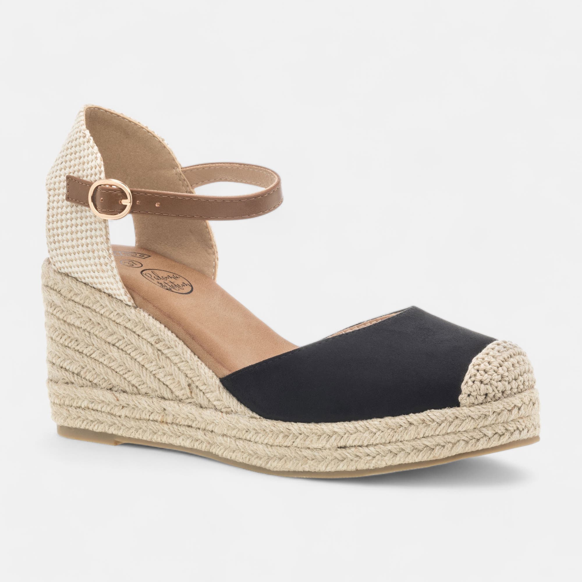 Espadrilles à talon compensé Femme noir