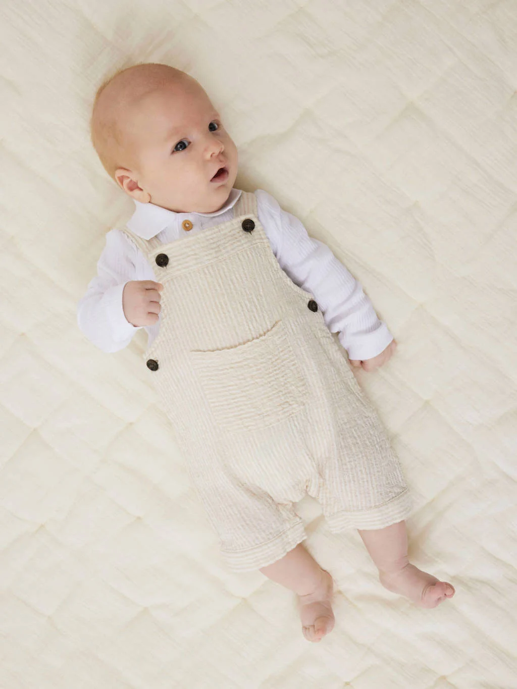 NAME IT baby gestreepte tuinbroek NBMFEDENIS geel/offwhite