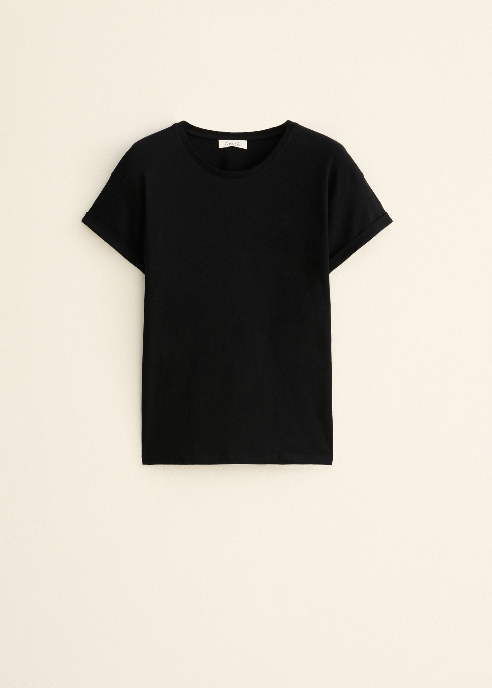 Basic T-shirt met opgerolde mouw