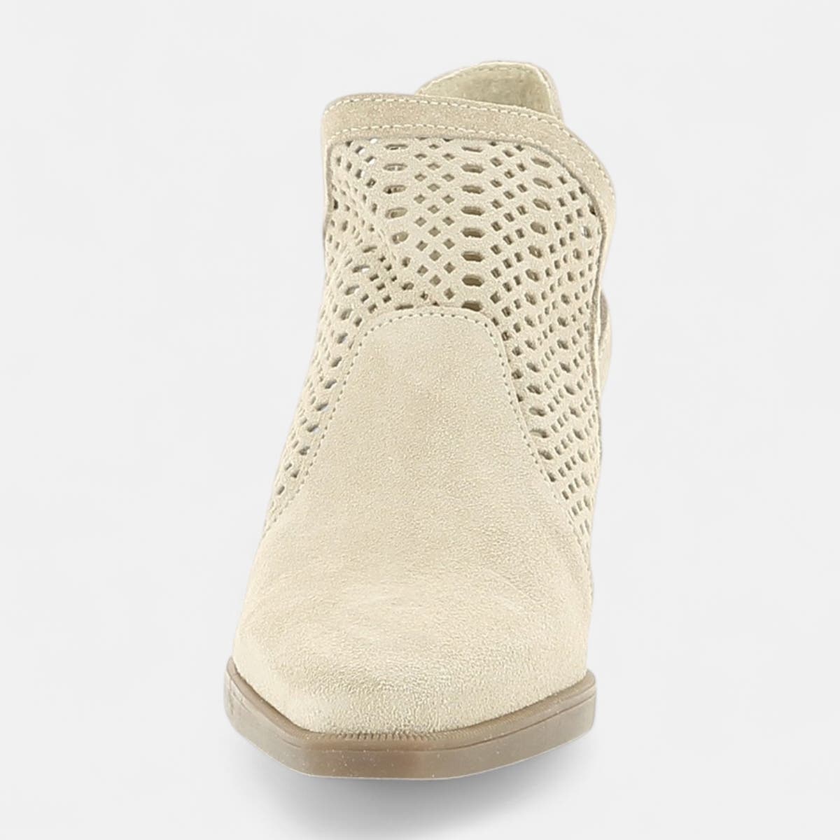 Bottines à talon Femme en cuir beige