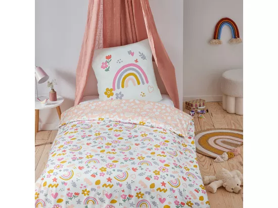 Parure de lit enfant arc-en-ciel réversible 140x200cm