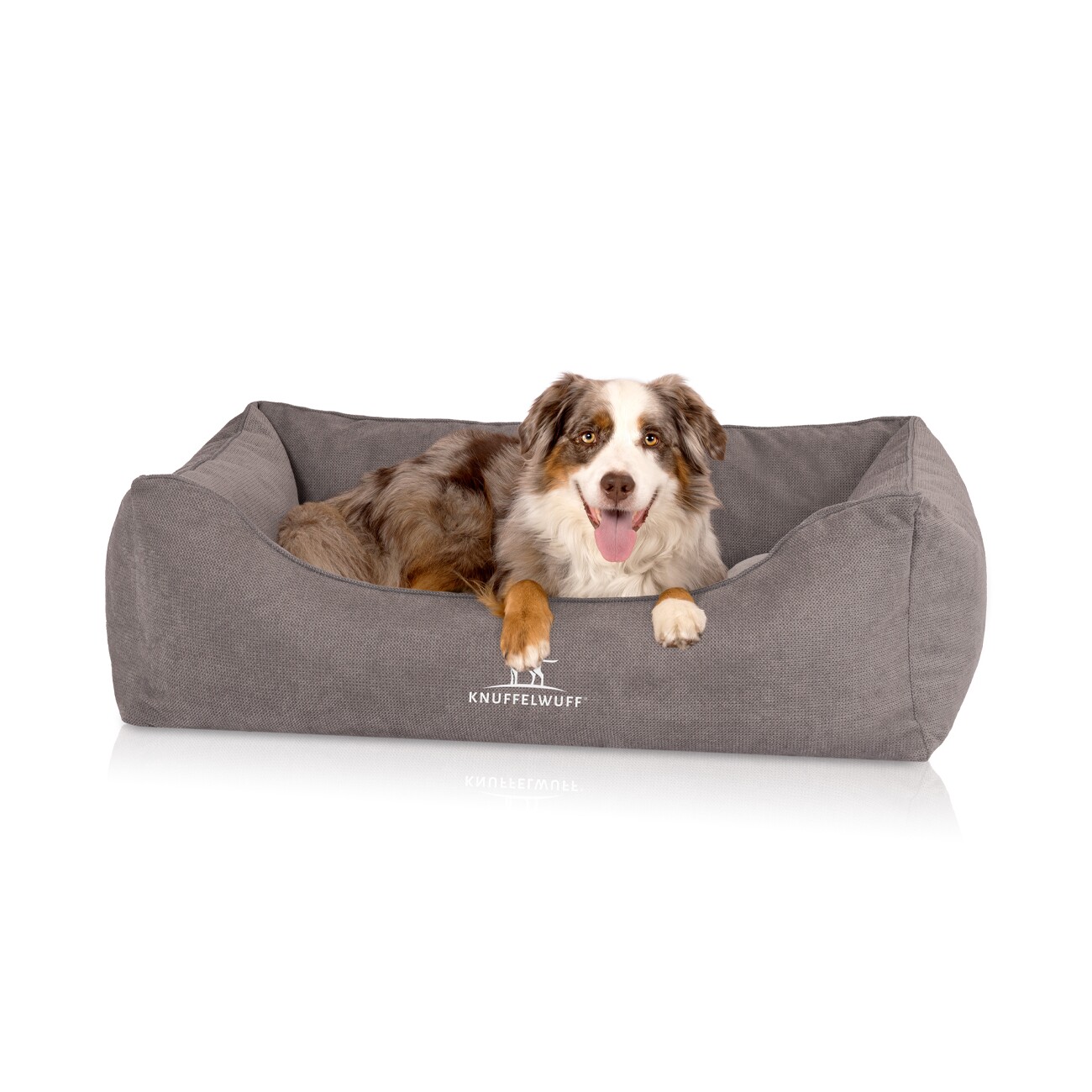 Knuffelwuff orthopädisches Hundebett mit Fächer-Wendekissen Baltimore grau M-L