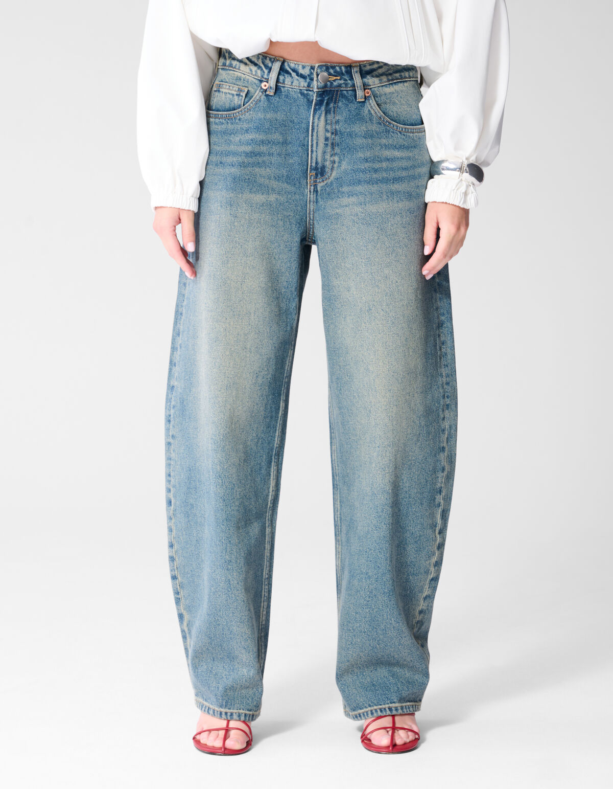 Baggy Fit Tinted Jeans Donkerblauw