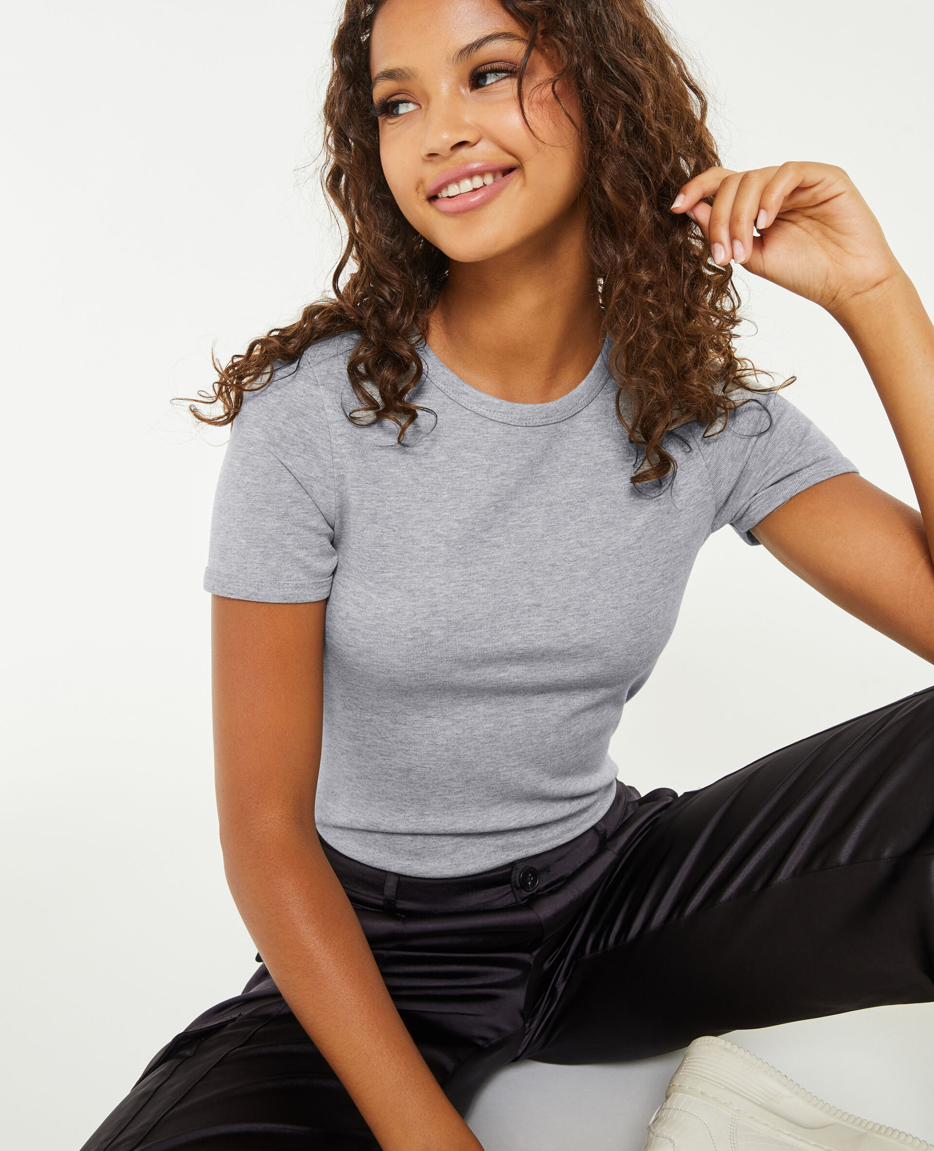 T-shirt col rond - Gris