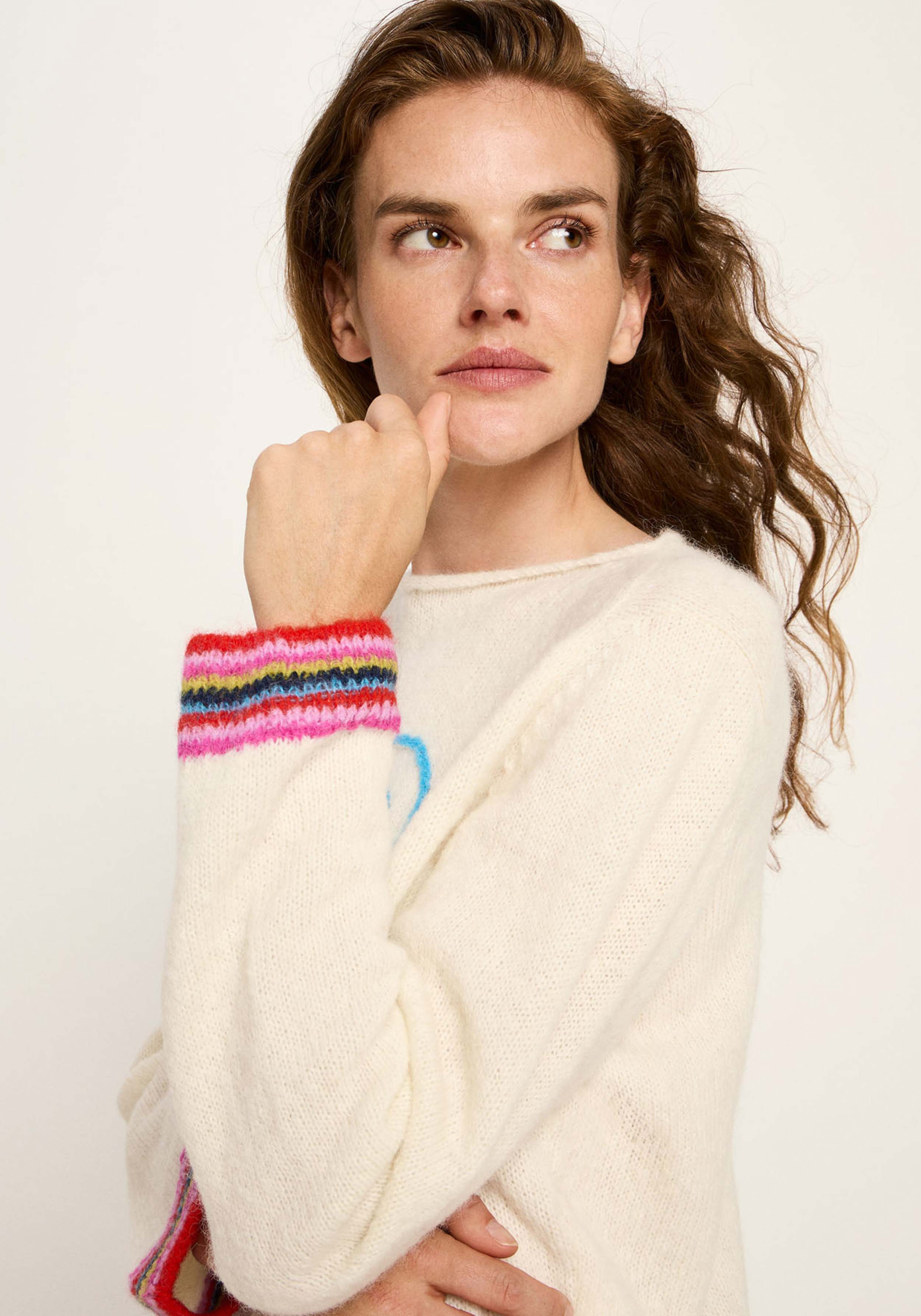 Lanius Pullover mit Stickerei Off White