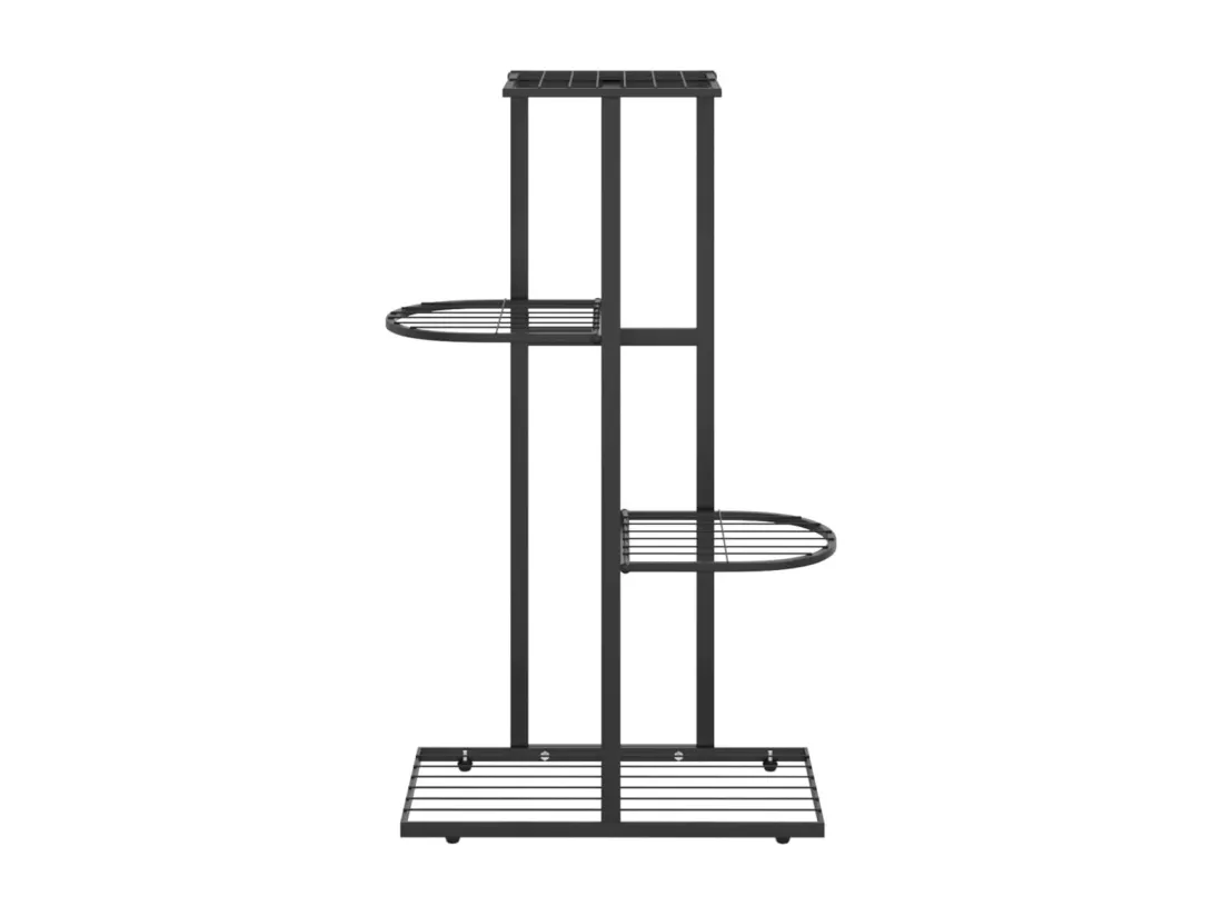 Support pour plantes 4 niveaux 43x22x76 cm Noir Métal