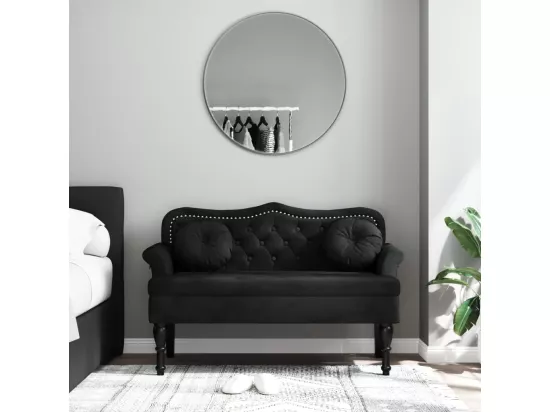 Banc avec coussins noir 120,5x65x75 cm velours