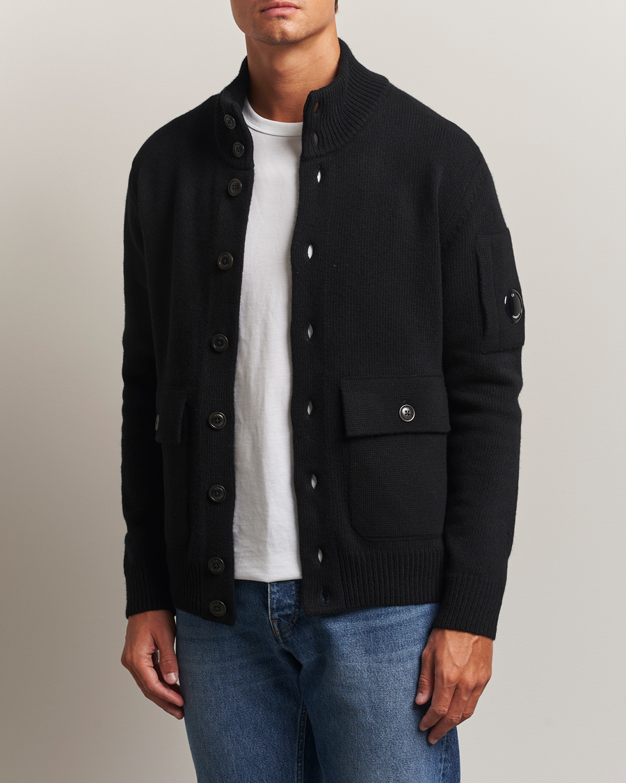 C.P. Company Knitted Lambswool Cardigan Black