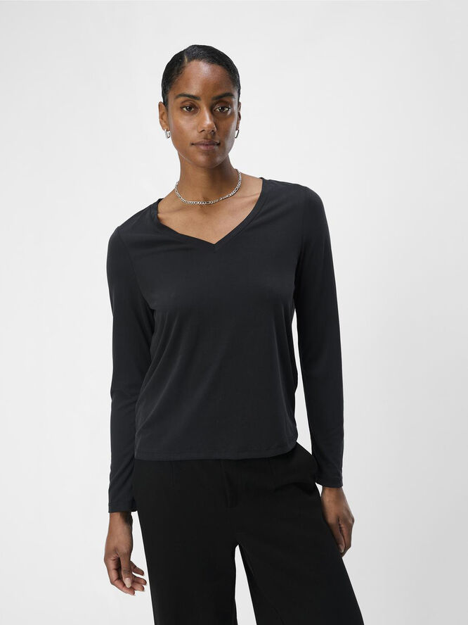 Object OBJANNIE RE L/S V-NECK TOP NOOS Black
