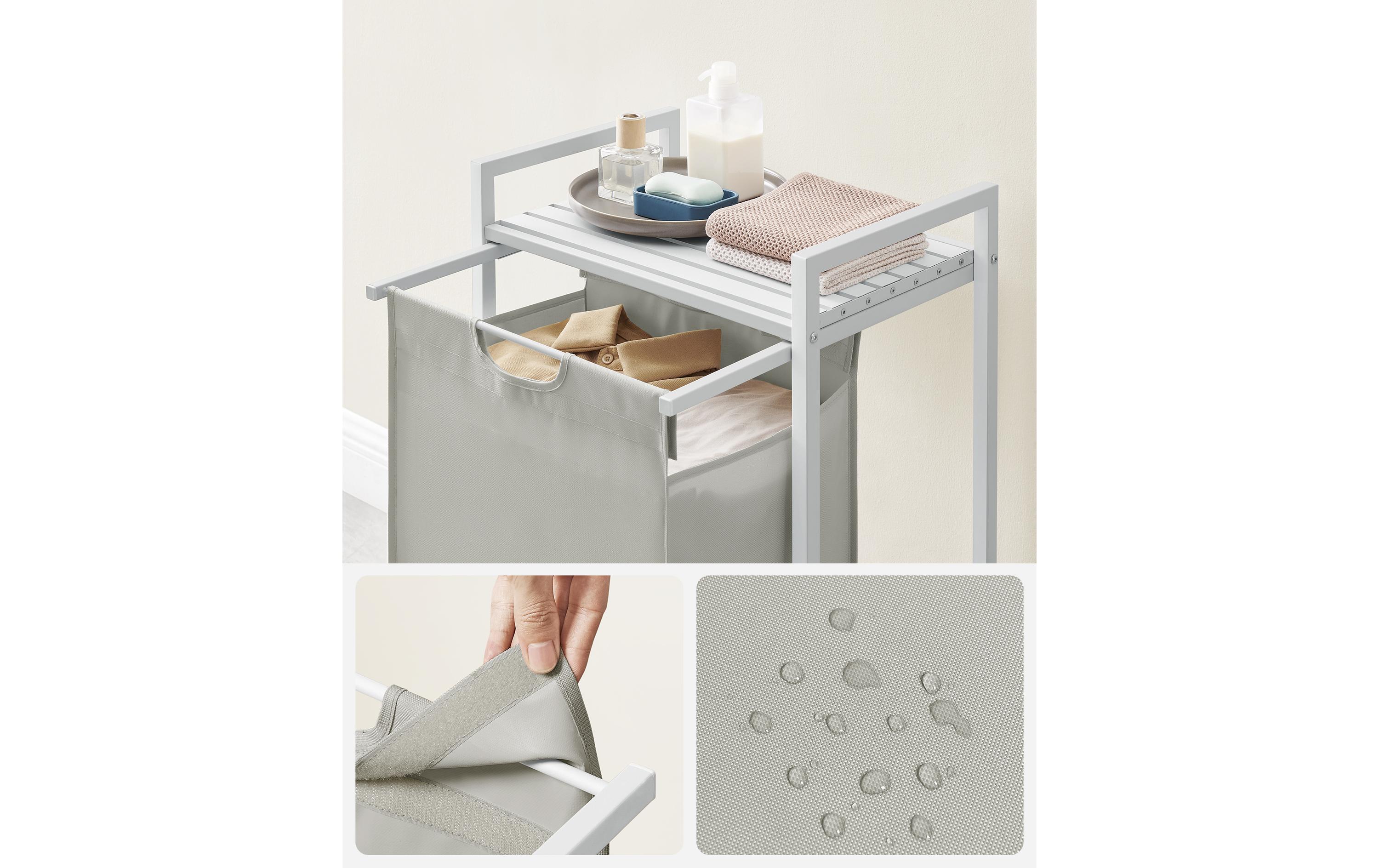 Wäschekorb mit Ablage 65 l, WeissWäschesammler