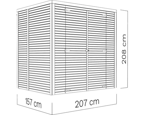Bertilo Cubico 2 Fineline Rhombus profiel tuinhuis, 207 x 170 cm, naturel