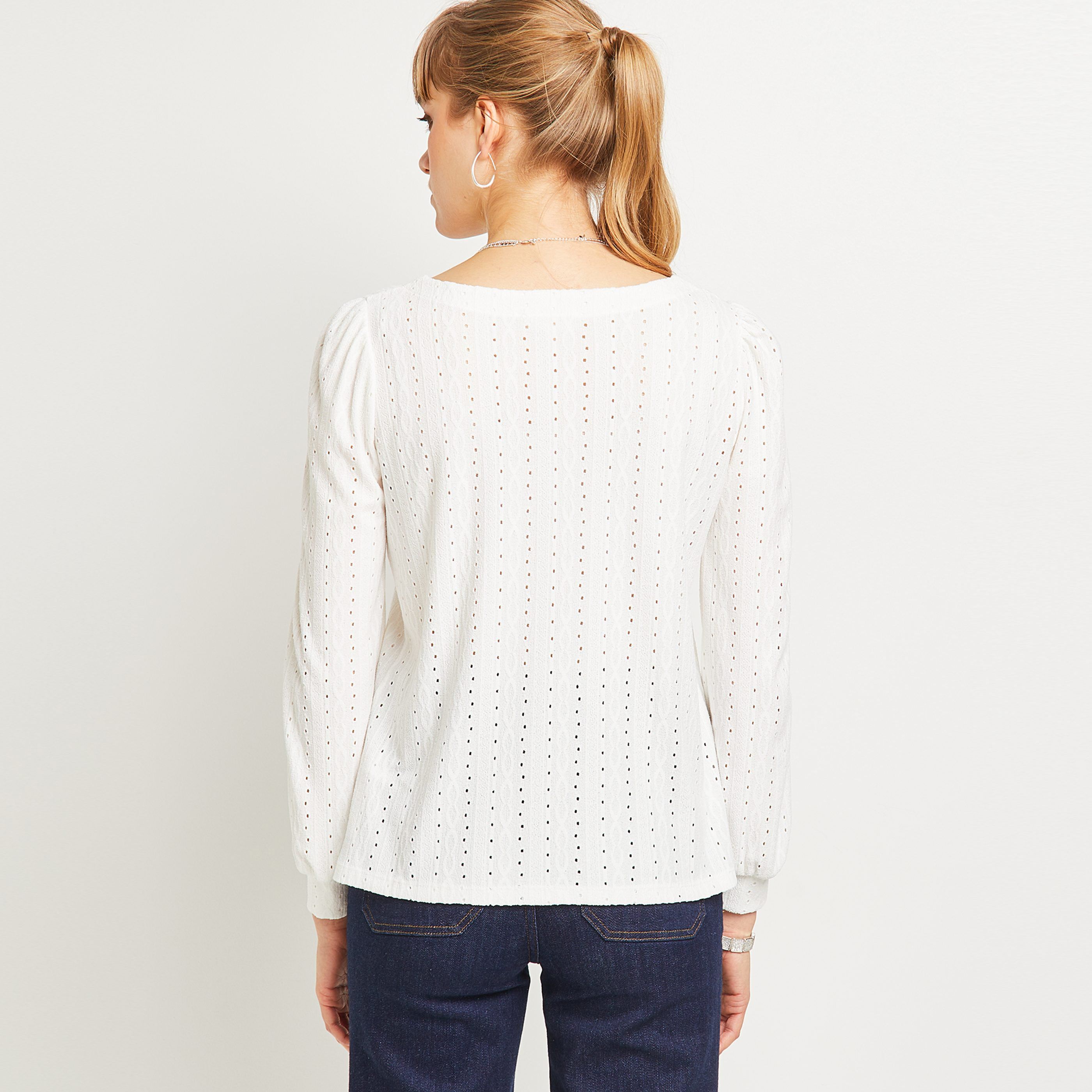 Tshirt ajouré femme - ECRU