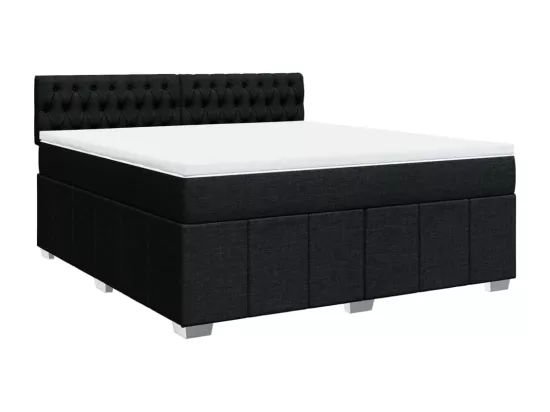 Sommier à lattes de lit avec matelas Noir 180x200 cm Tissu