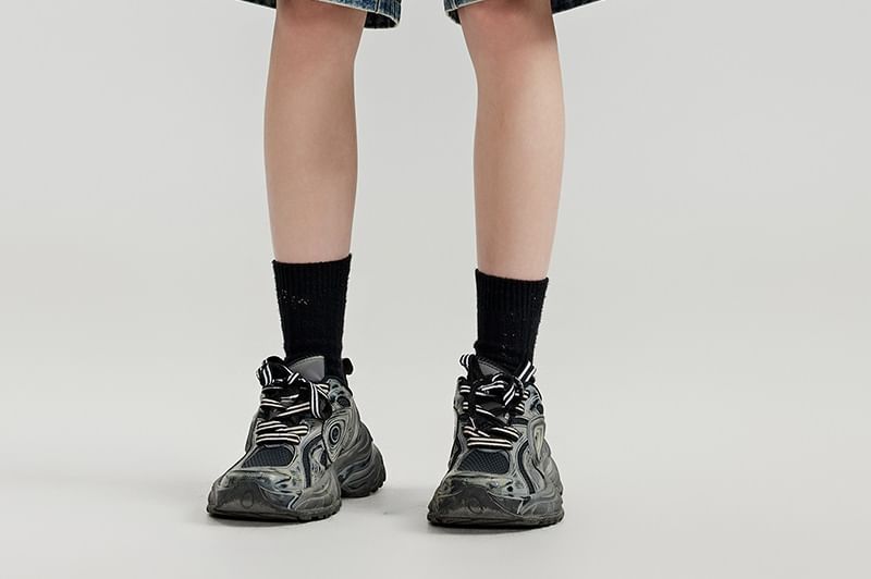 Adotuastic - Gewassen wijde denim shorts met trekkoord in de taille