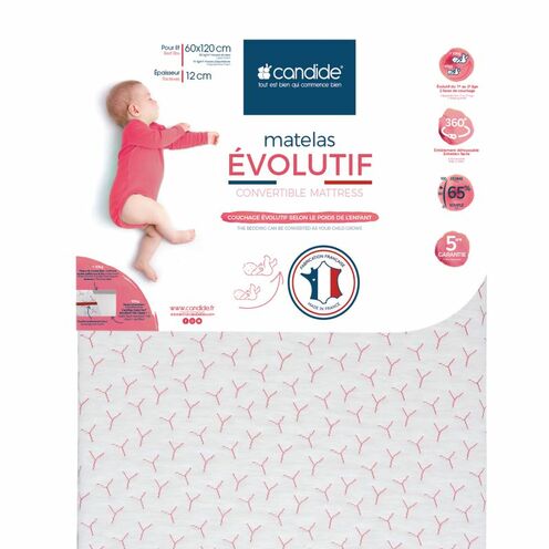 Matelas évolutif déhoussable 60x120 cm Candide - CANDIDE