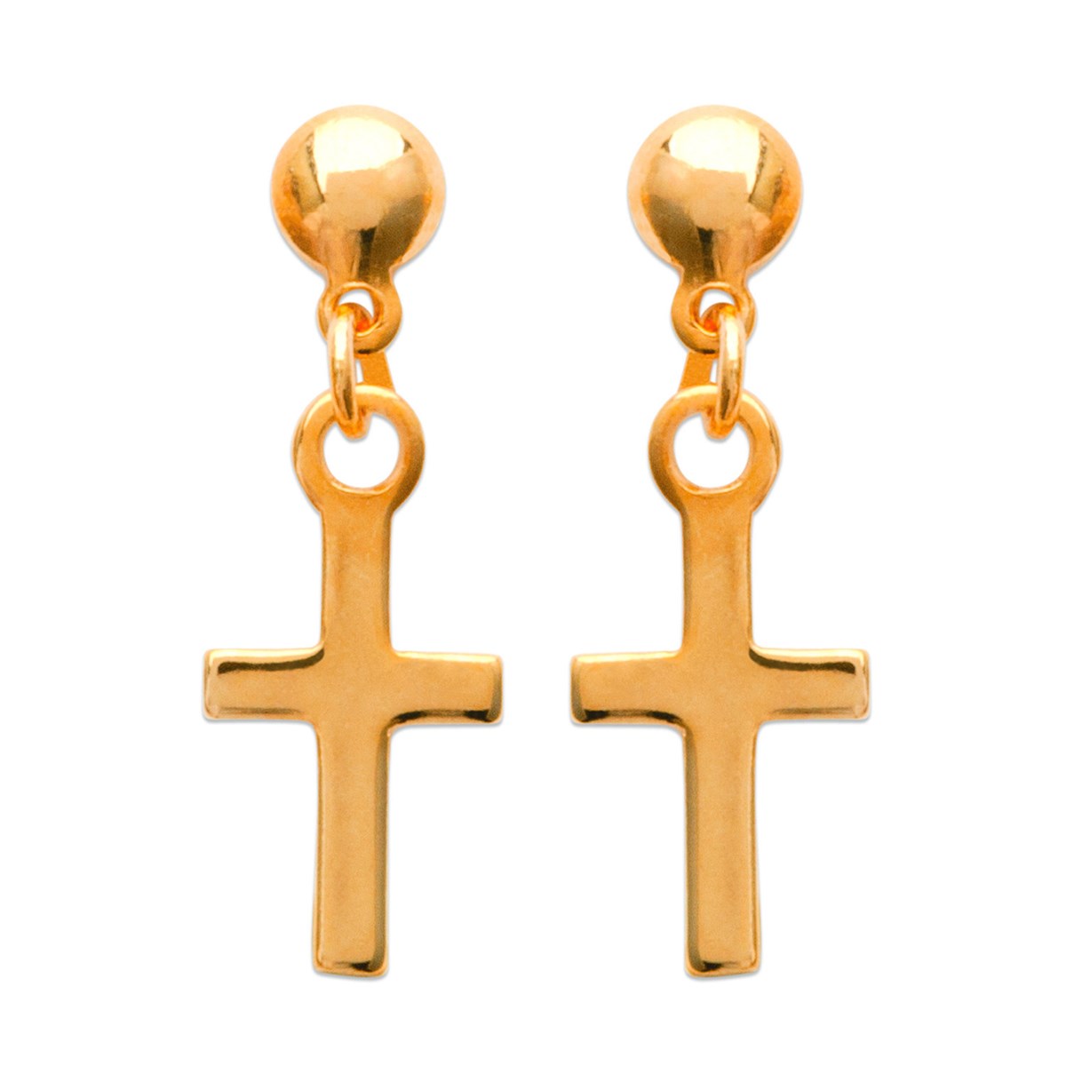 Boucles d'oreilles Brillaxis croix plaqué or