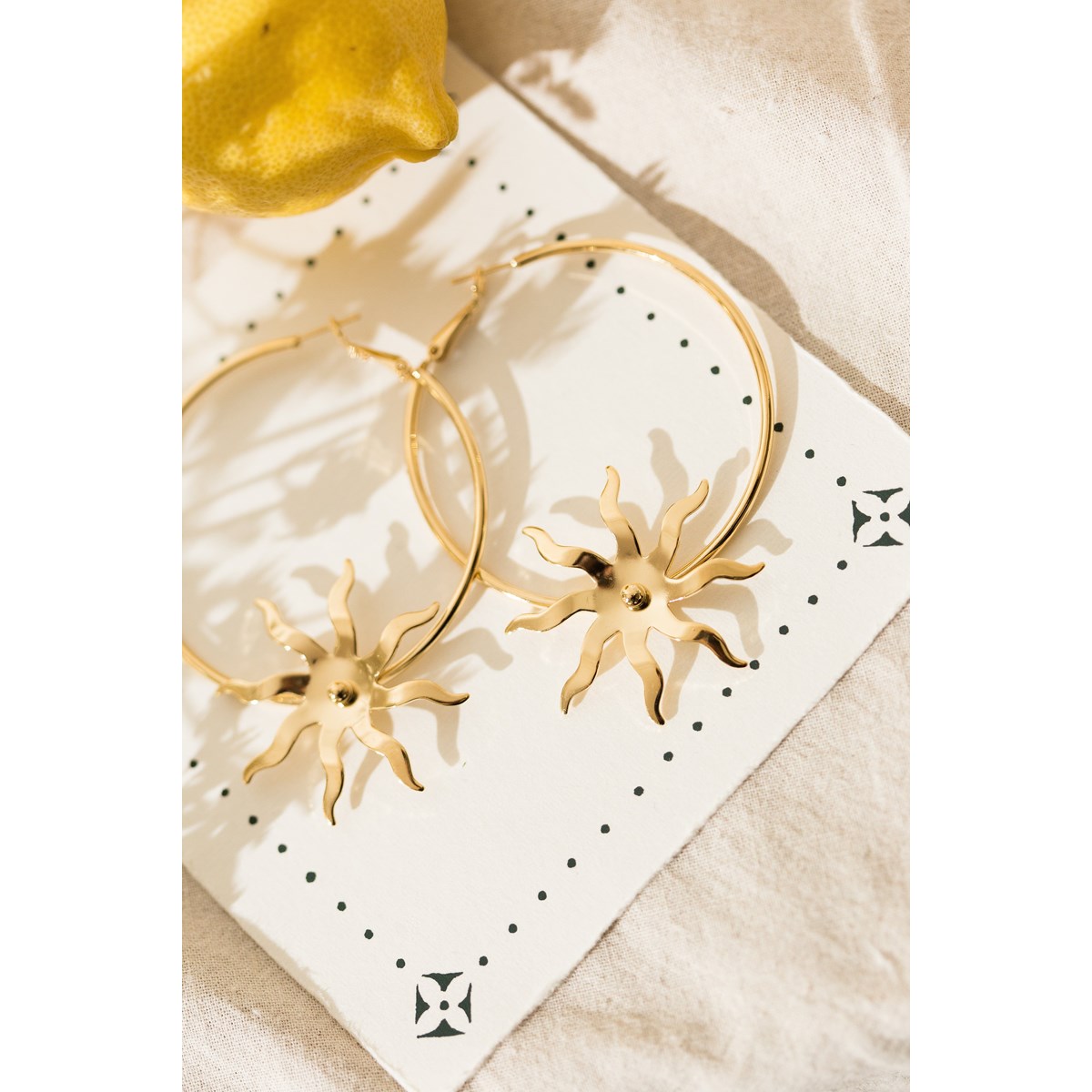boucles d'oreilles créoles soleil doré à l'or fin - ÉOS