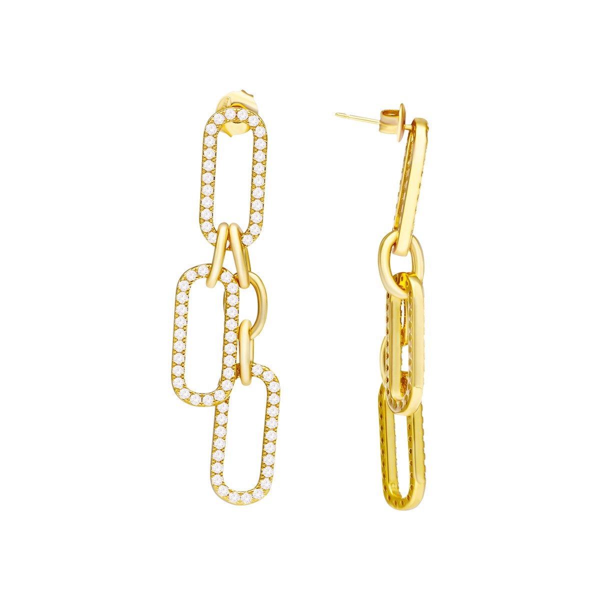 Boucles D'oreilles Dorées Chaine Ovale