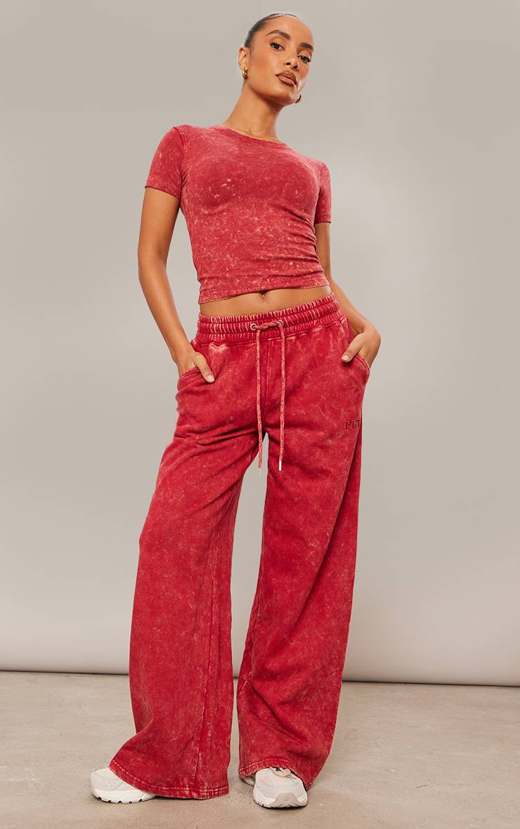 Rouge Joggers Larges Délavés