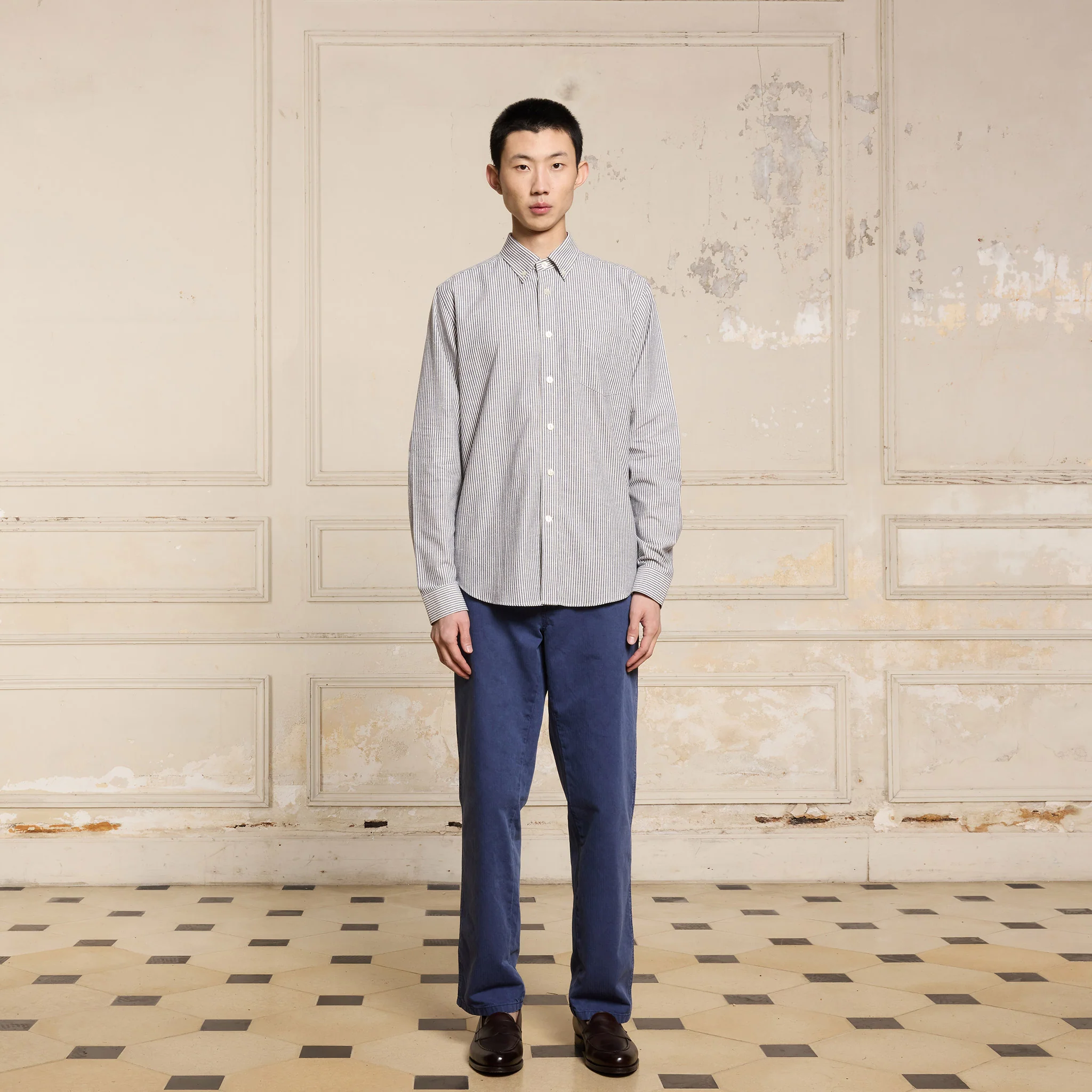 Smart blue striped cotton shirt
