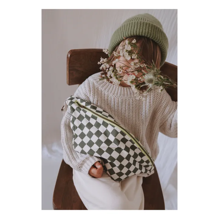 Rose in April Sac banane Check | Vert kaki