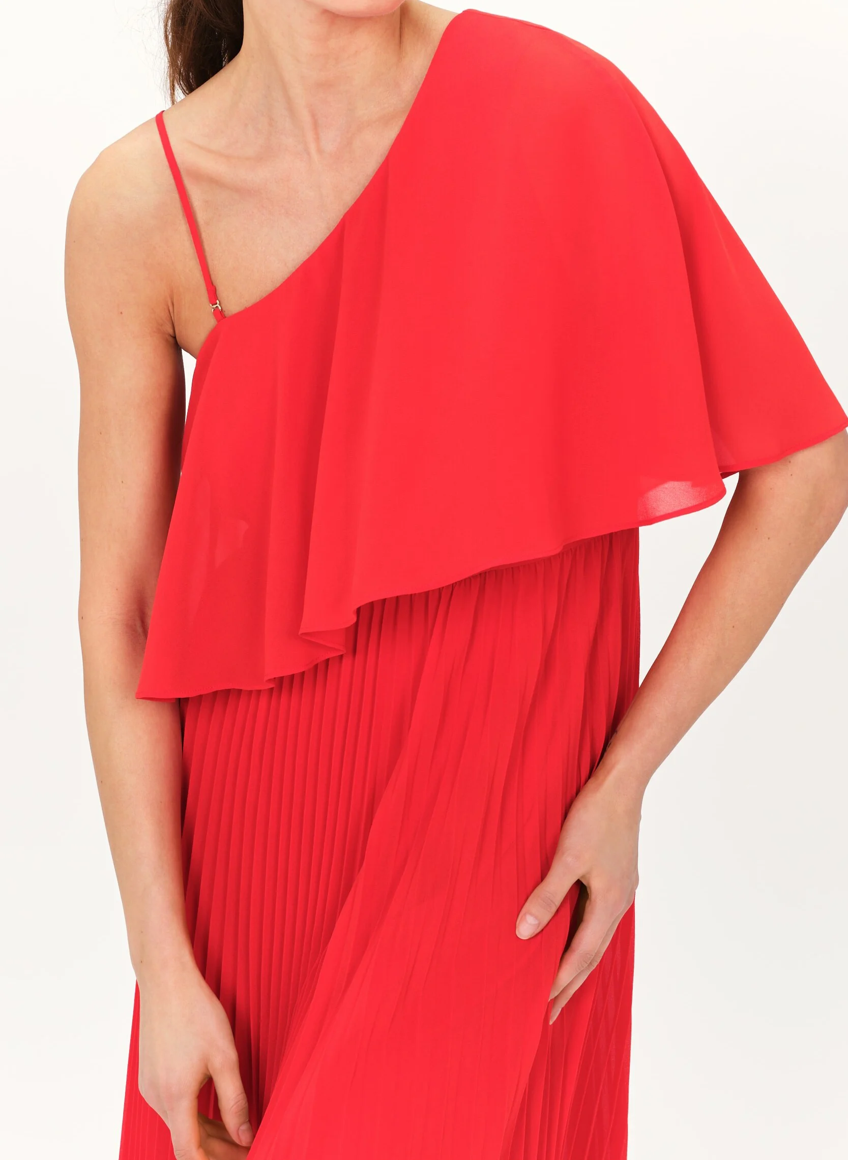 REMILIE - Robe mi-longue plissée | Orange