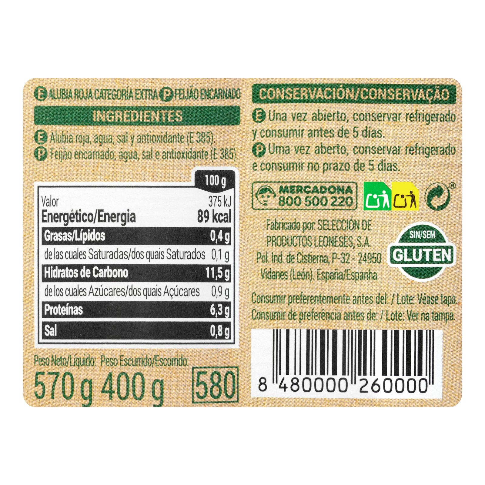 Haricots rouges cuits Hacendado