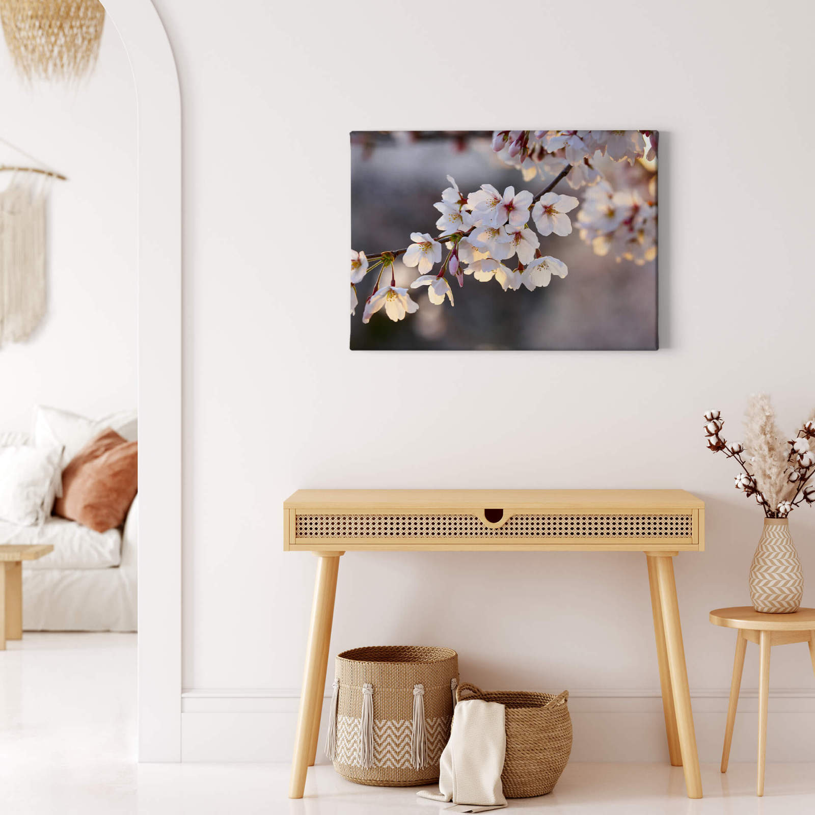 Leinwandbild KIRSCHBLÜTEN - weiß - 70x50 cm