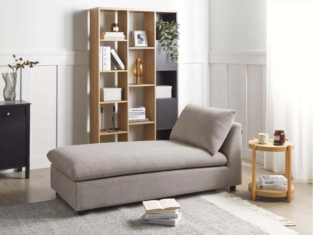 Chaise longue en tissu taupe VIZILLE