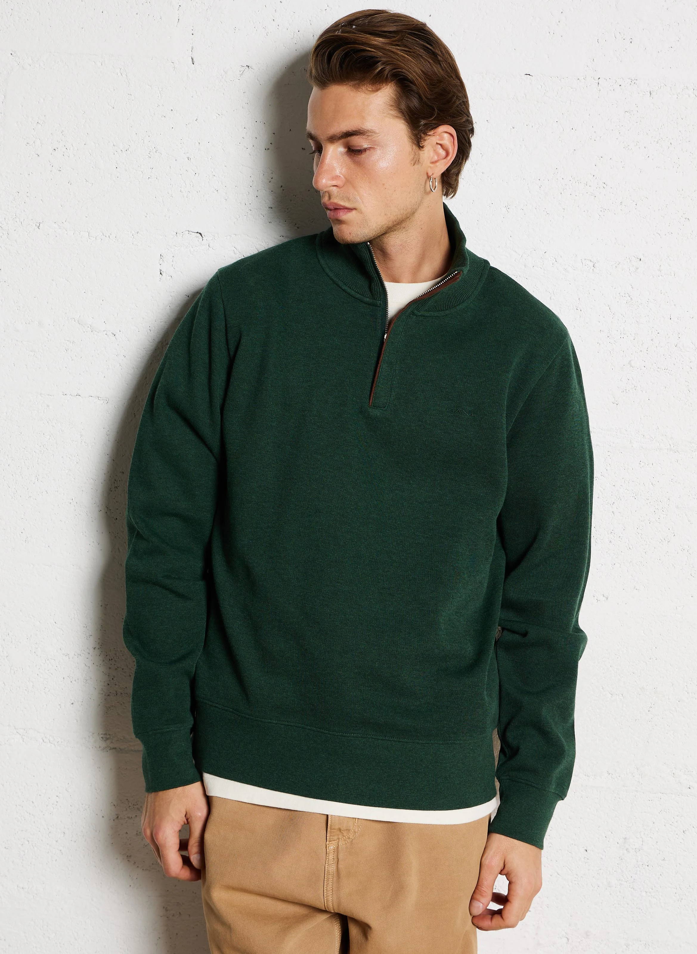 Pull col montant en coton | Vert