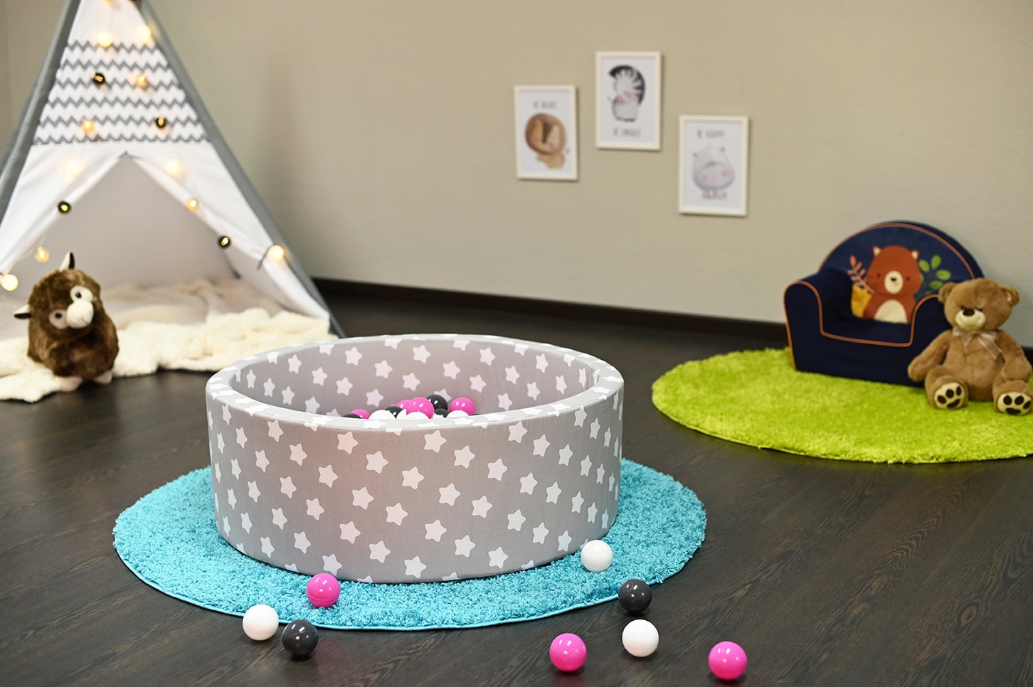 Knorrtoys® Bällebad »Soft, Grey White Stars« mit 300 Bällen creme/Grey/rose; Made in Europe