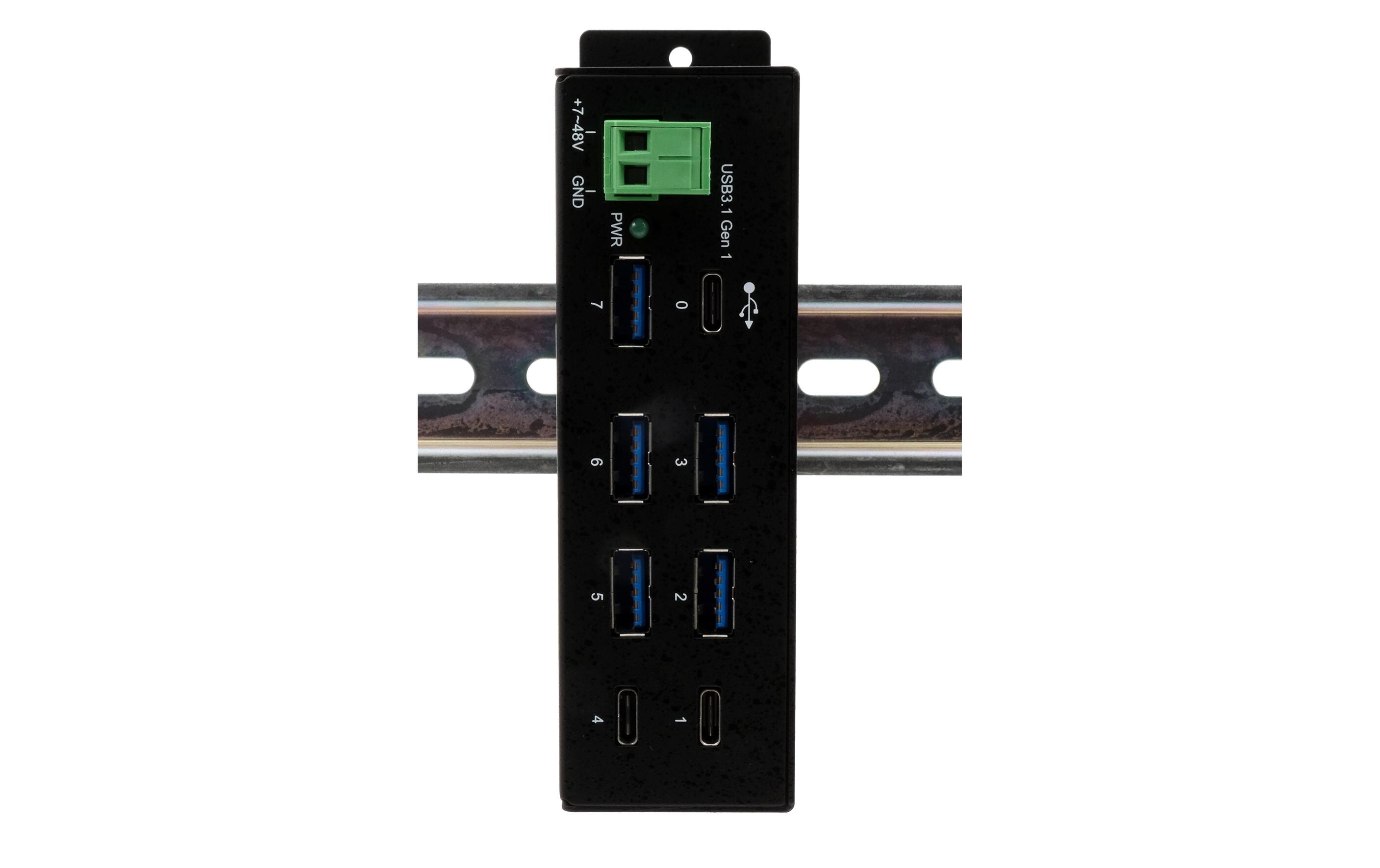 USB-Hub EX-1196HMS 7x USB 3.2 Gen 1<br>7 Port USB 3.2 Gen 1 Metall HUB mit 2x USB-C und 5x USB-A Ports (Surge Protection)